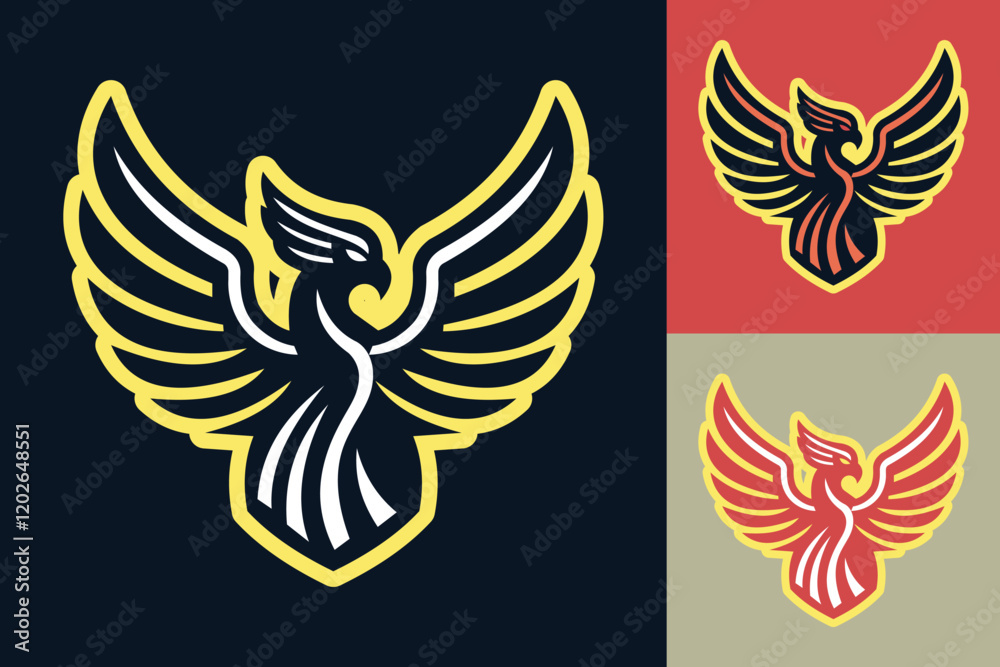 Obraz premium Editable Phoenix Logo - Mythical Firebird Vector Emblem