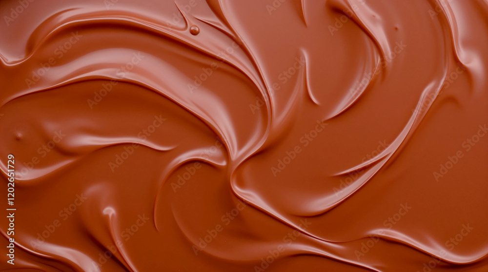 Smooth chocolate liquid texture in overhead view, culinary indulgence Smooth chocolate liquid texture in overhead view, culinary indulgence