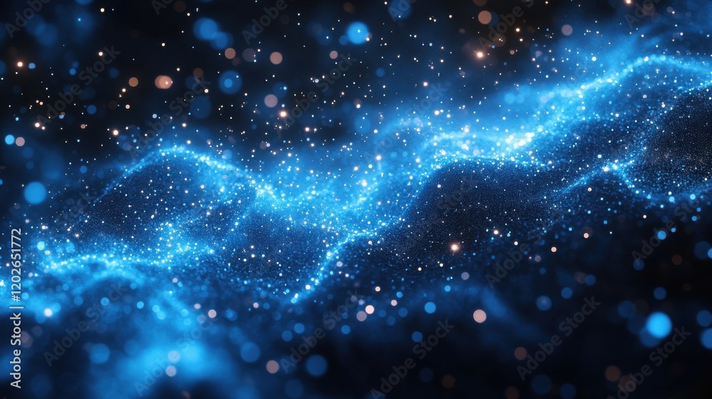 Fototapeta premium blue Background with Scattered Dots and Lines, Banner Template with White Space for Text. Minimalist Abstract Wallpaper with Copy Space on blue Background. Simple Modern Wallpaper.