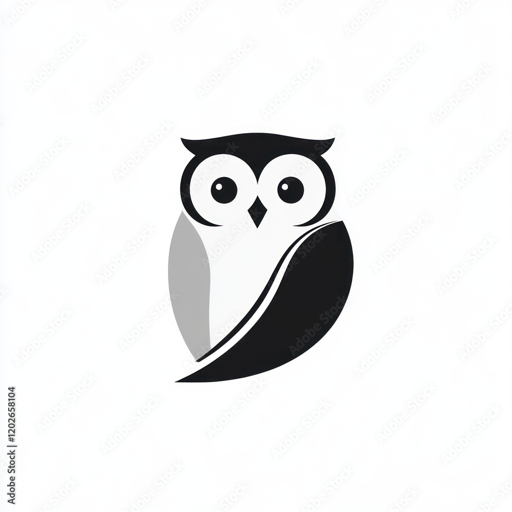 Stylized owl illustration, isolated on white background, for logo design use Stylized owl illustration, isolated on white background, for logo design use