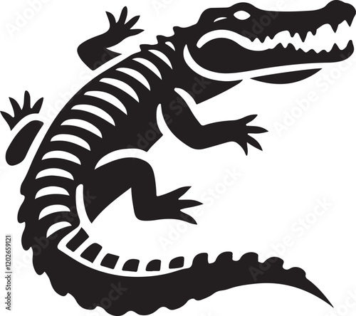 Alligator icon silhouette vector with white background