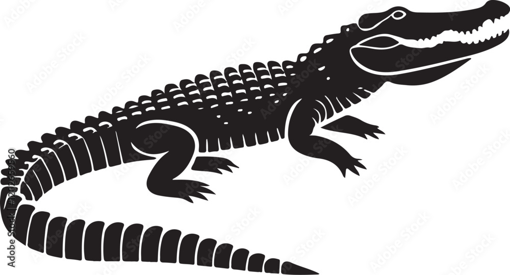 Fototapeta premium Alligator icon silhouette vector with white background