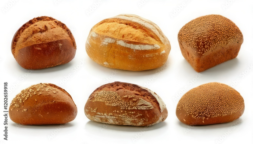 Set of bread isolated on white. Generative Image Set of bread isolated on white. Generative Image