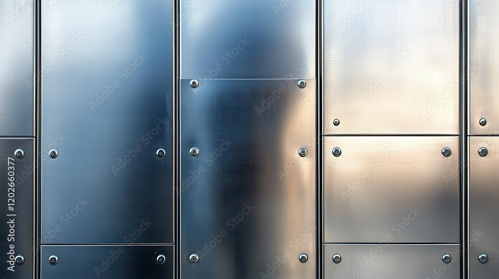 Obraz premium Modern Brushed Metal Wall Panel Texture Background Architectural Design Stainless Steel Surface