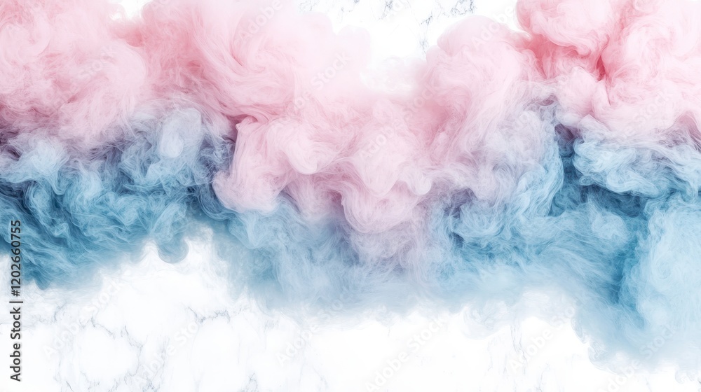 Fototapeta premium Abstract Pastel Pink and Blue Ink Swirls in Water Artistic Background Texture