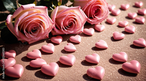 Glowing Hearts with Roses and Balanced Compositions