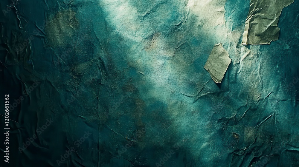 Textured Teal Abstract Background with Wrinkled Surface and Gold Accents Textured Teal Abstract Background with Wrinkled Surface and Gold Accents