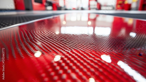 Red Carbon Fiber Texture High Gloss Automotive Surface Close Up