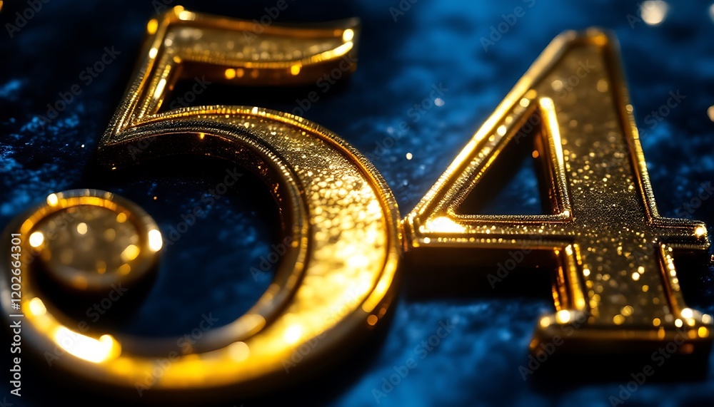 Golden Glittering Numbers 54: Luxurious, Detailed Design Golden Glittering Numbers 54: Luxurious, Detailed Design