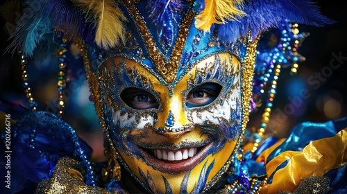 Vibrant Mardi Gras Parade: Colorful Crowds, Elaborate Costumes, and Lively Music Celebrate the Festive Spirit with King Cakes, Beads, and Whimsical Floats in this Joyful and Energetic Scene photo