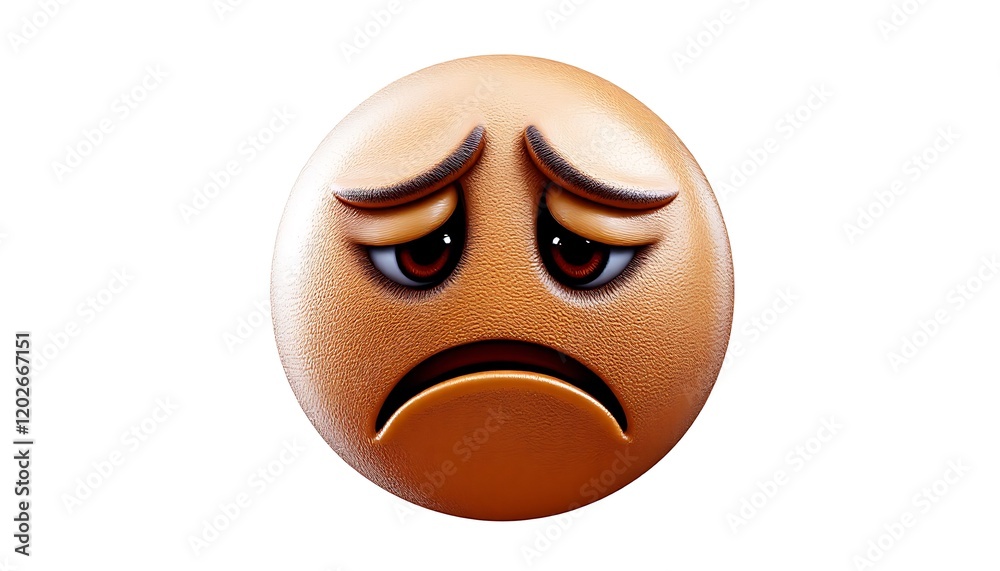 Fototapeta premium Sad 3D Emoticon: A Depressed, Textured Sphere