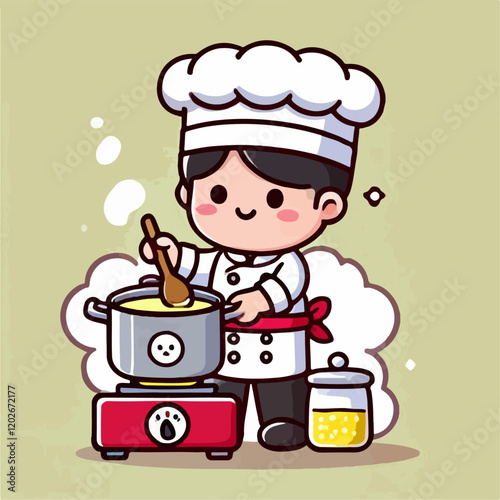 vector illustration of a chef cooking