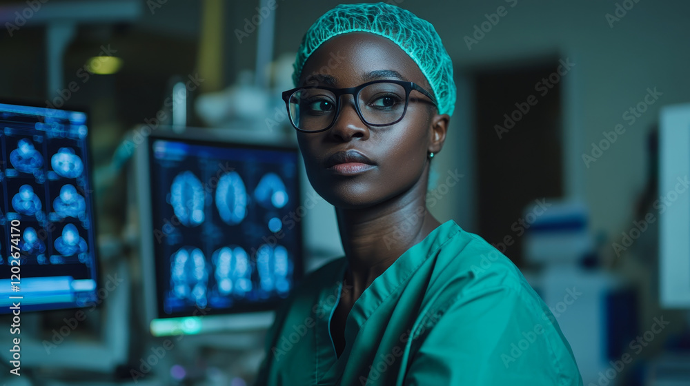 Fototapeta premium Healthcare professional analyzing data with AI technology