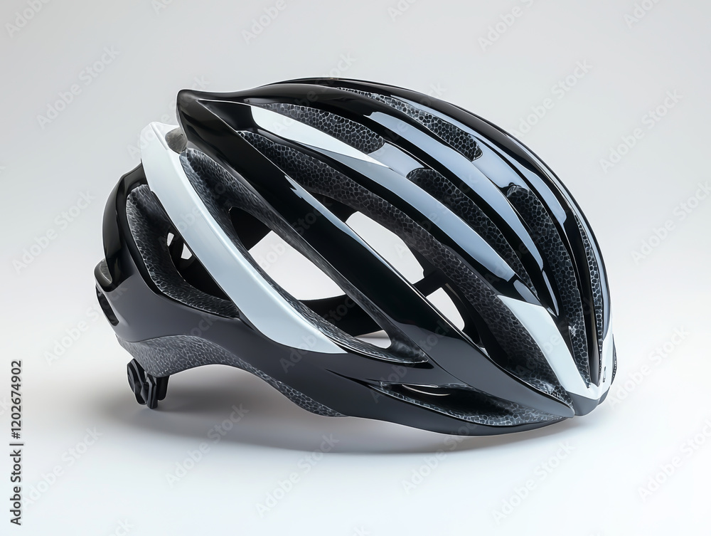 Sleek Black and White Bicycle Helmet Design Sleek Black and White Bicycle Helmet Design