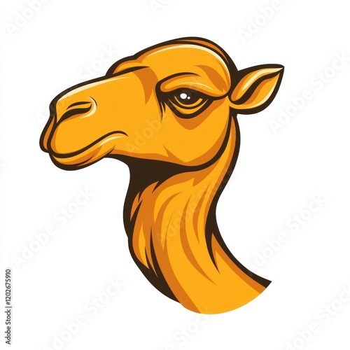 Camel head portrait, desert animal, illustration, white background, mascot design photo