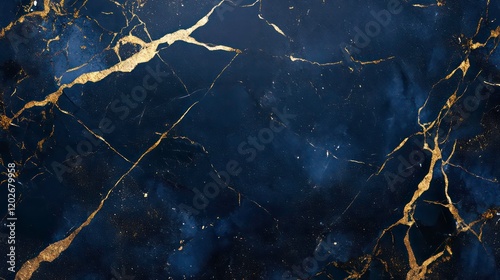 Abstract navy blue and gold marble texture background. (1)