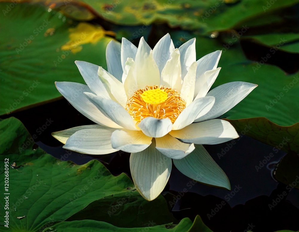 Beautiful white lotus with yellow pollen Beautiful white lotus with yellow pollen
