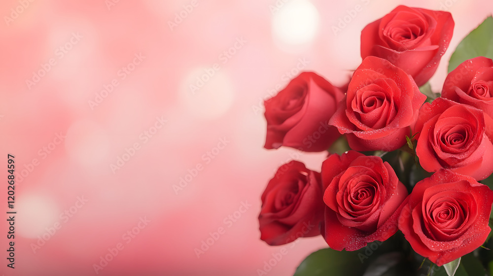 Close-up of red roses in a beautiful bouquet with dew drops Close-up of red roses in a beautiful bouquet with dew drops