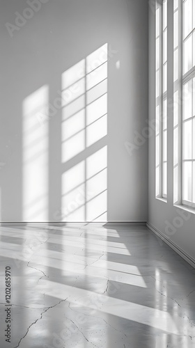 Minimalistic living room interior with sunlight for product display