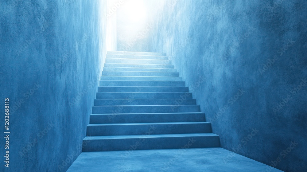 Blue Staircase Ascending to Light: A Journey of Progress and Hope Blue Staircase Ascending to Light: A Journey of Progress and Hope