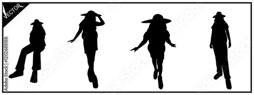 Set of silhouettes of pregnant women. isolated on white background. vector illustration.