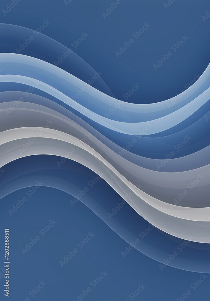 Obraz premium Abstract Blue and White Wave Background Design Elegant Swirling Curves for Modern Presentations