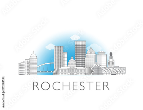 Rochester skyline cityscape vector illustration