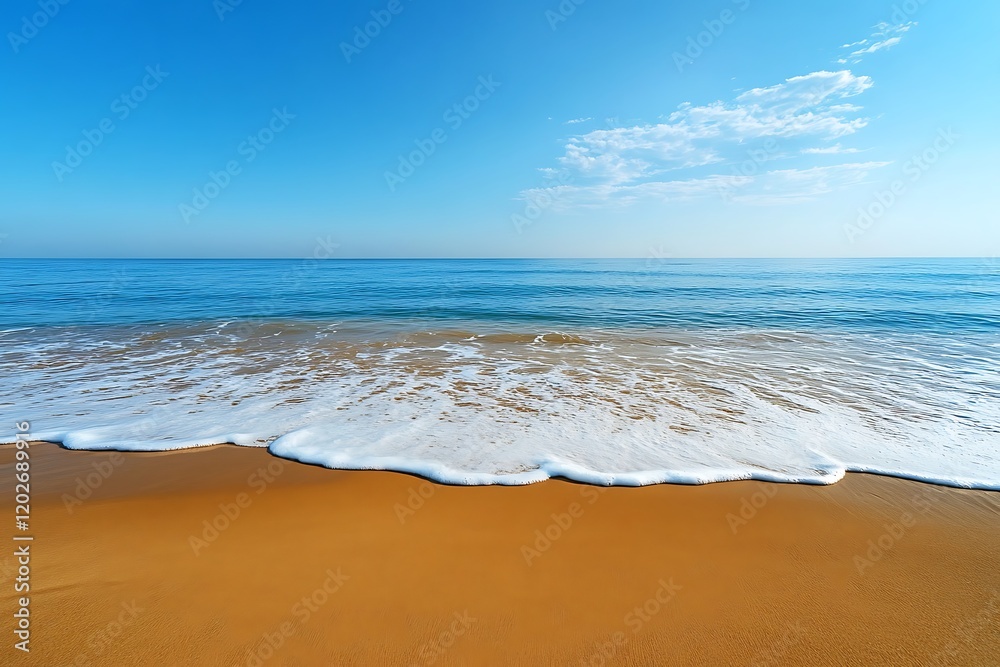 Fototapeta premium Soft wave of the sea on the sandy beach. Summer background