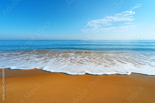 Fototapeta Naklejka Na Ścianę i Meble -  Soft wave of the sea on the sandy beach. Summer background