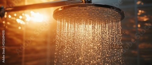 Shower Head Water Spraying, Bathroom Interior photo