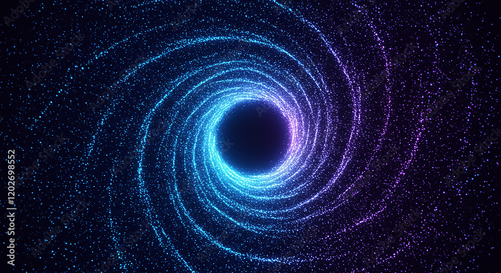 Abstract swirling blue and purple particle vortex cosmic nebula digital art background Abstract swirling blue and purple particle vortex cosmic nebula digital art background