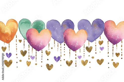 Valentine's day love celebration watercolor style heart motif artistic environment photo