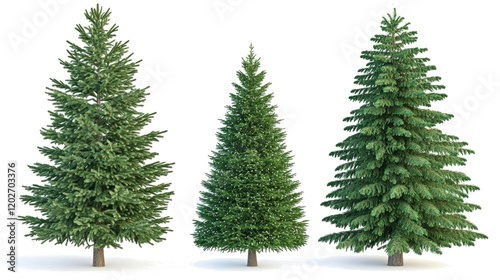 Undecorated Christmas Trees Arranged for Display Generative AI