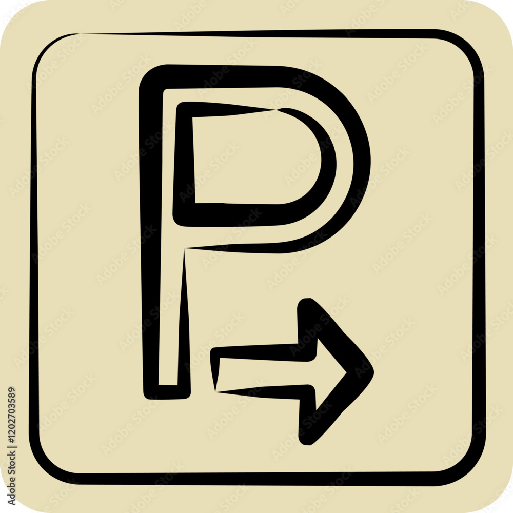 Icon Arrow. related to Parking symbol. hand drawn style. design editable Icon Arrow. related to Parking symbol. hand drawn style. design editable
