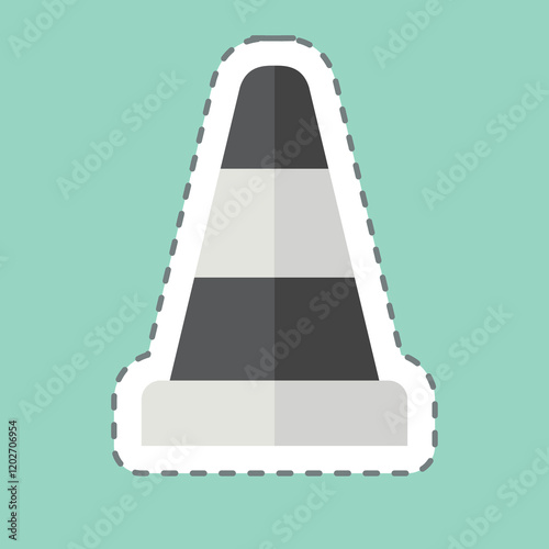 Sticker line cut Traffic Cone. related to Parking symbol. design editable