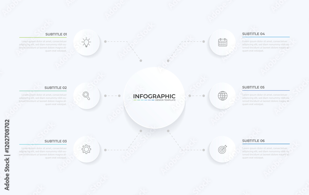 Vector infographic label design with circle infographic template design and 4-5-6 options or steps. Can be used for process diagram, presentations, workflow layout, banner, flow chart, info graph