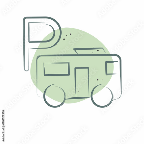 Icon Bus Parking. related to Parking symbol. Color Spot Style. design editable