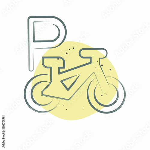 Icon Bike Parking. related to Parking symbol. Color Spot Style. design editable