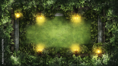 Enchanted Forest Battle Map Game: Top-Down View of a Magical Gar