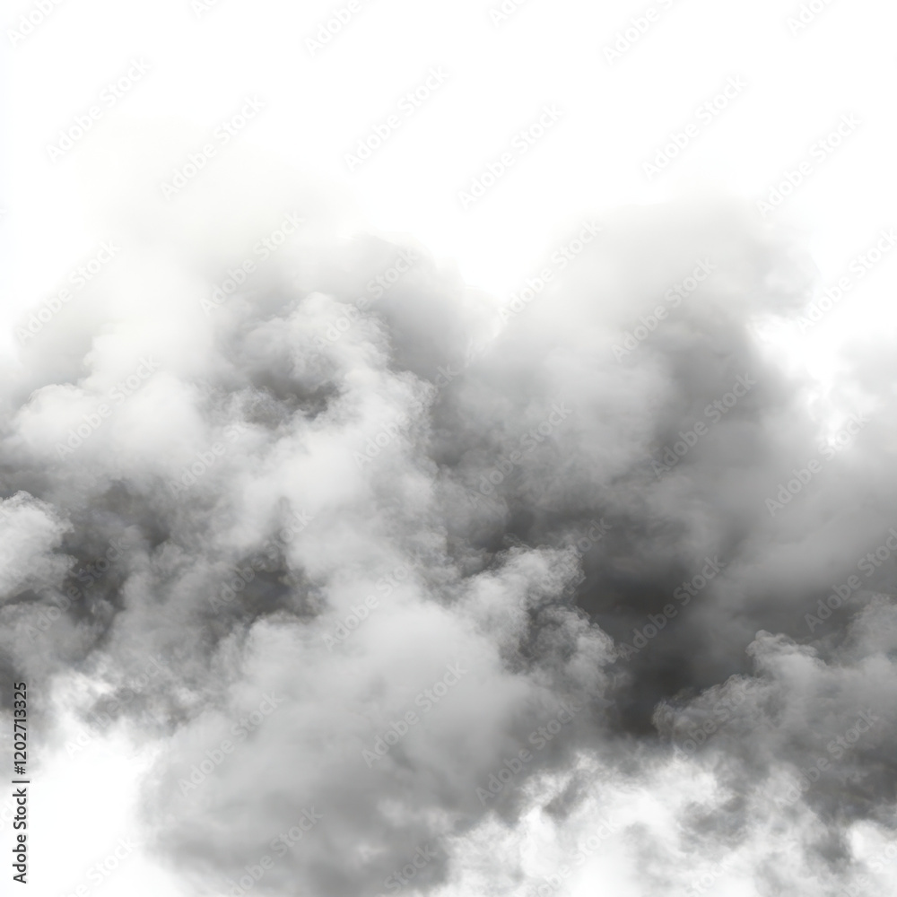 Smoky air pollution overlay, dense and hazy clouds, atmospheric effect, realistic png, isolated on white background Smoky air pollution overlay, dense and hazy clouds, atmospheric effect, realistic png, isolated on white background