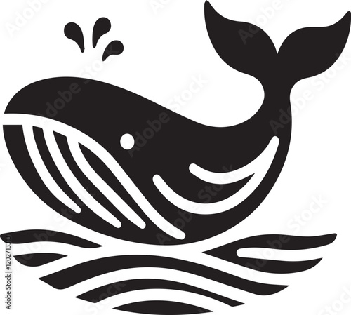 simple whale logo on black and white background