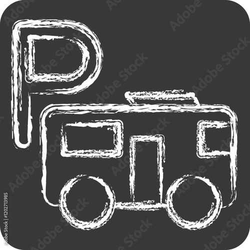 Icon Bus Parking. related to Parking symbol. chalk Style. design editable