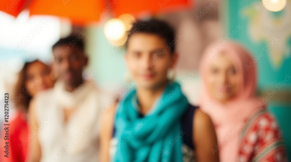 A group of diverse individuals enjoying their time in a vibrant café setting. A group of diverse individuals enjoying their time in a vibrant café setting.