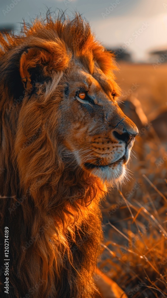 Obraz premium There is a lion that is sitting in the grass