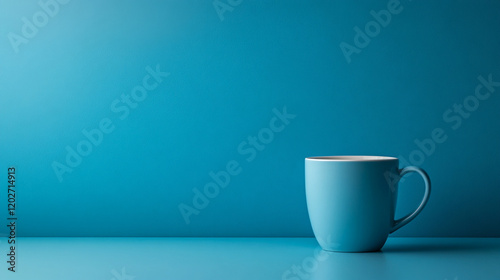 Wallpaper Mural Blue coffee cup on a solid blue background create a serene atmosphere in a minimalistic setting Torontodigital.ca