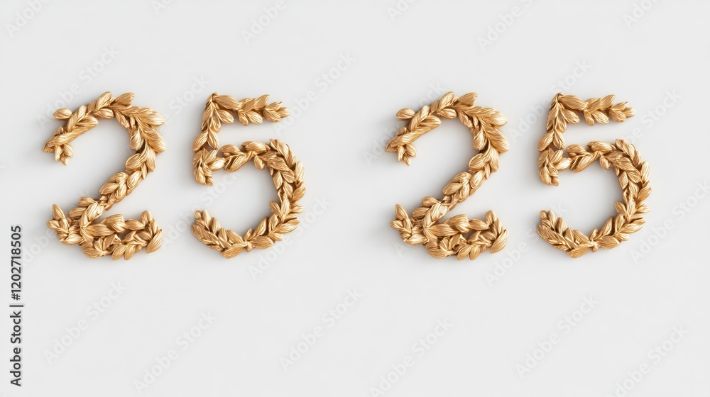 Gold Laurel Wreath Numbers Set on a White Background Generative AI Gold Laurel Wreath Numbers Set on a White Background Generative AI