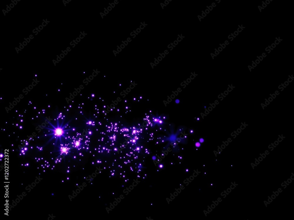 Obraz premium A brilliant display of lavender and violet radiance illuminates the darkness with tiny sparks that seem to pulse with an otherworldly energy, ethereal, radiant