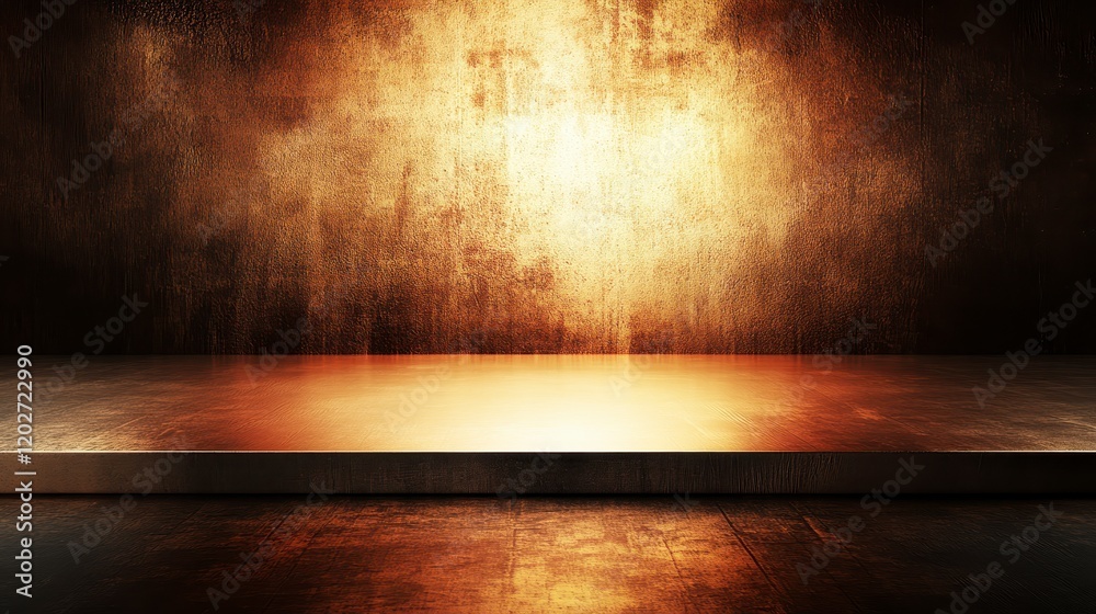 Grunge Gold Metallic Background Texture with Platform Product Display Mockup Presentation Grunge Gold Metallic Background Texture with Platform Product Display Mockup Presentation