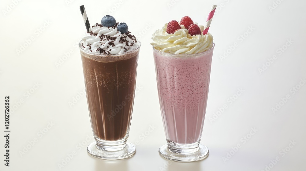 Yummy Milkshakes With Cream and Fruit Generative AI Yummy Milkshakes With Cream and Fruit Generative AI
