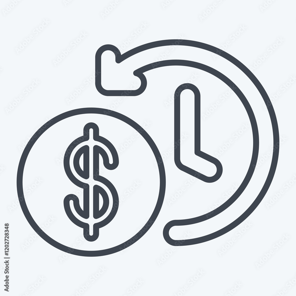 Icon Time Saved. related to Savings symbol. line style. design editable Icon Time Saved. related to Savings symbol. line style. design editable